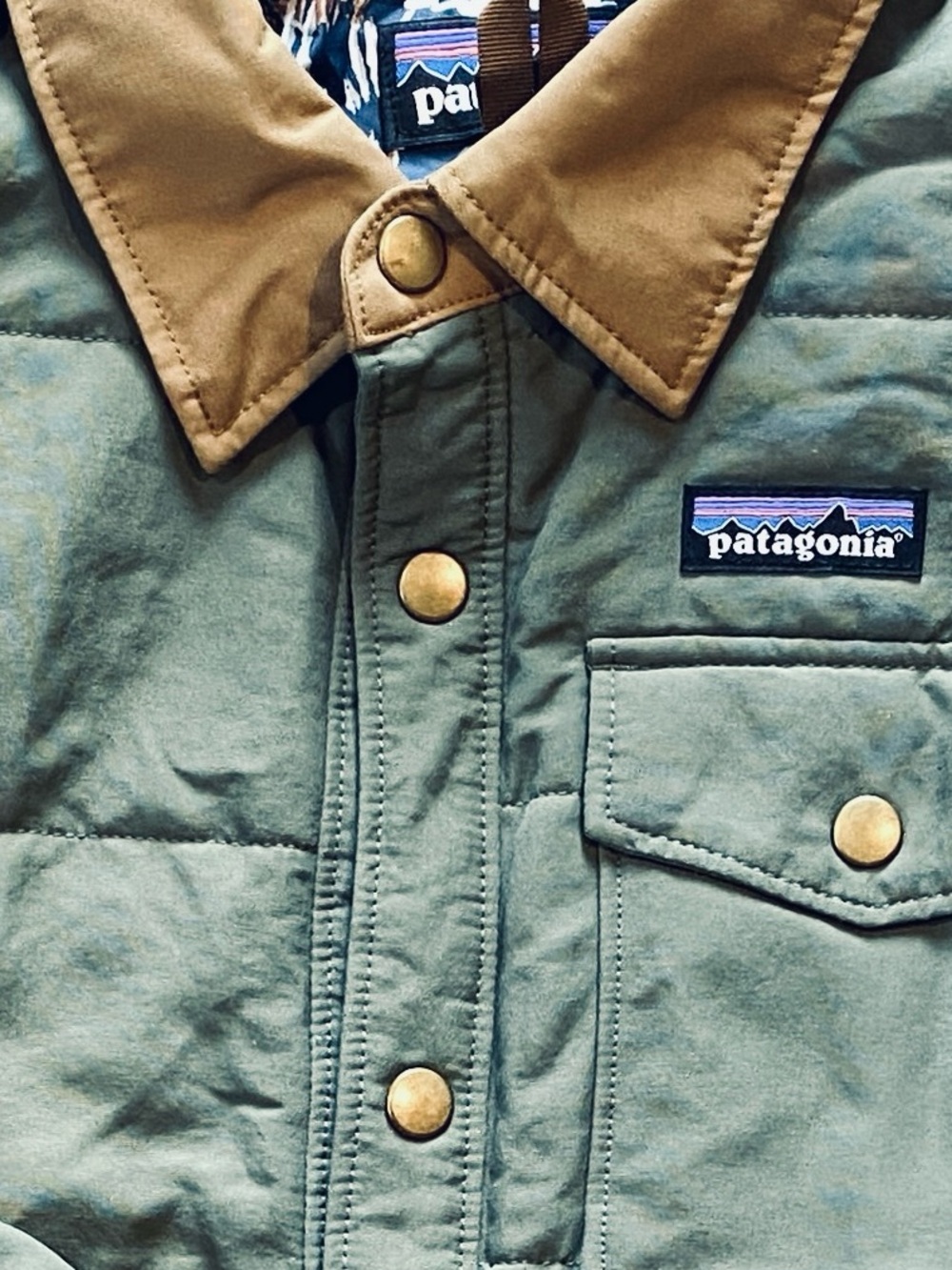 Patagonia Kids Islay Quilted Shirt Jacket Industrial Green STY68010 Size M 10 - Picture 2 of 6